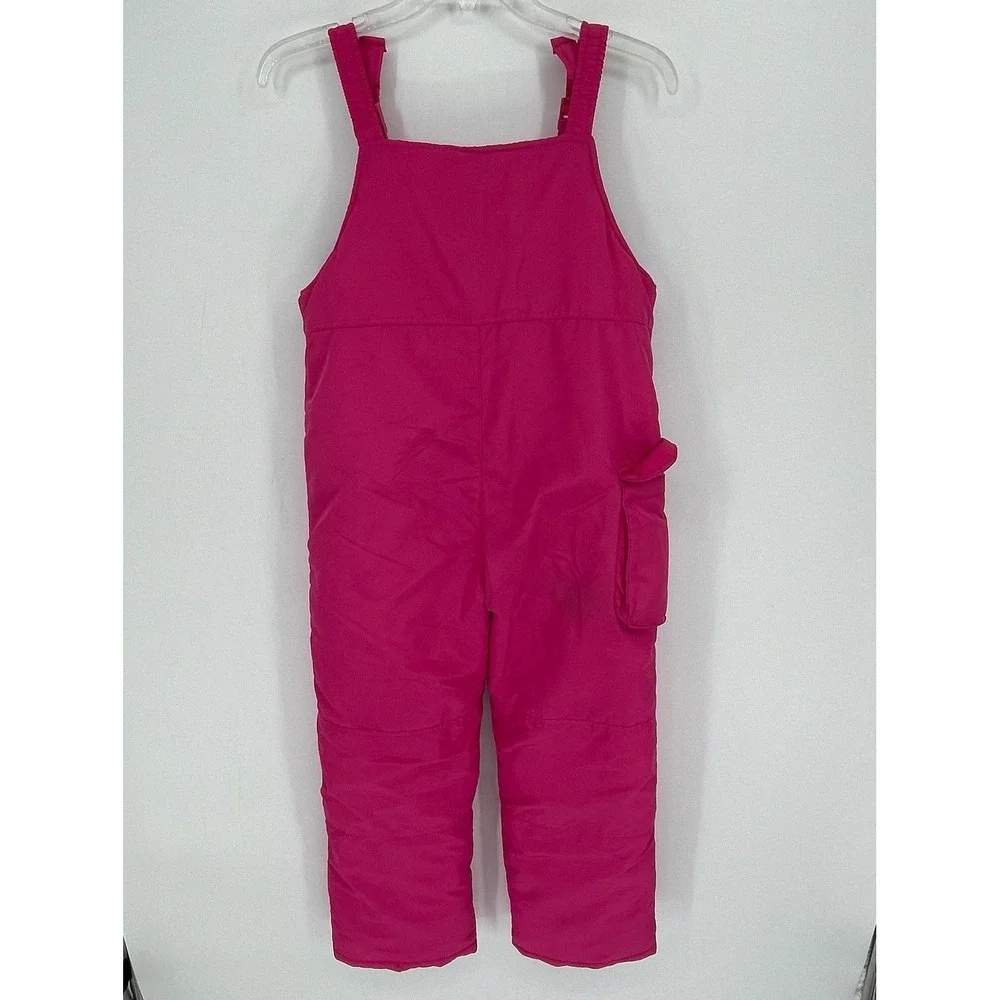 London Fog Girl's Pink Insulated Zip Up Snow Bib Overalls Ski Pants Size M 10-12